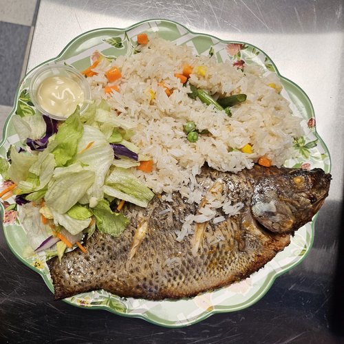 LIMS special fried rice with chicken and salad